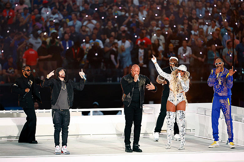 Super Bowl LVI in 2022 featured a hip-hop-heavy lineup, including Dr. Dre, Snoop Dogg, Eminem, and Mary J. Blige, celebrating the genre’s growing influence on mainstream culture.
